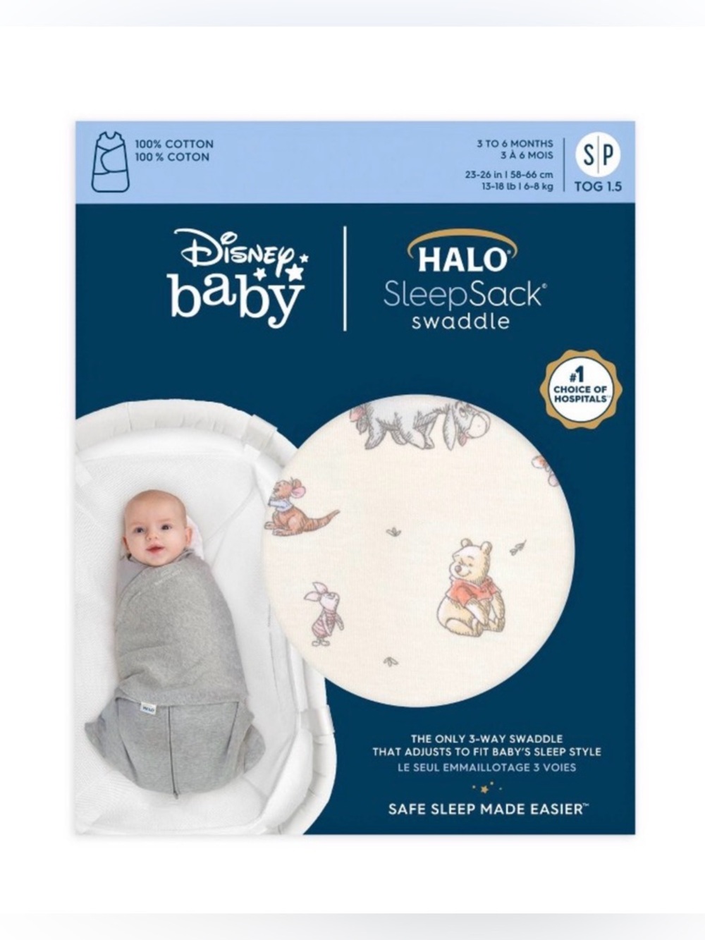 Disney Winnie the Pooh Halo Sleepsack Swaddle- SIZE 3-6 MONTHS